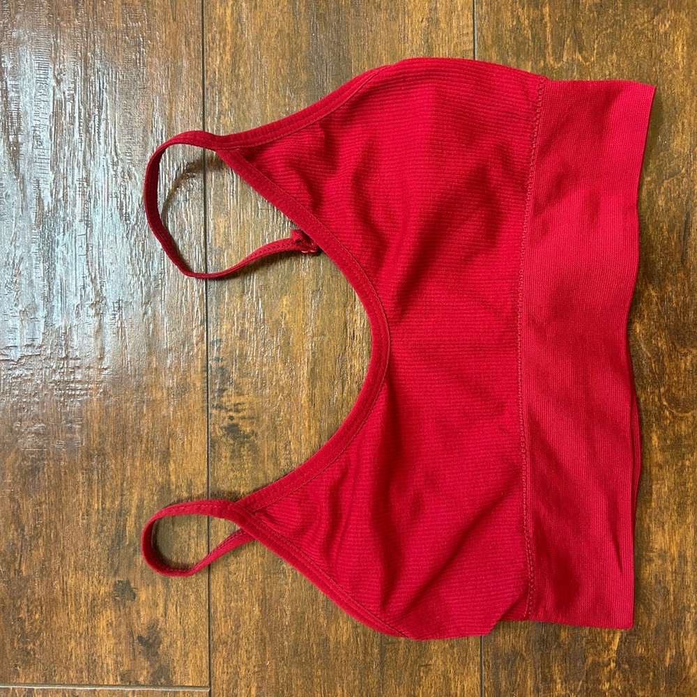 Red Ribbed Bralette Top